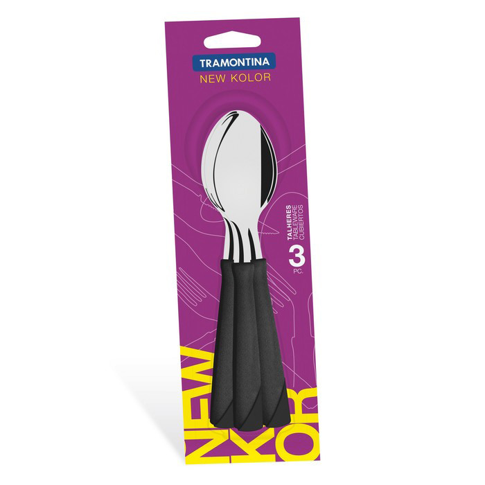 Ложка столовая черная 3шт New Kolor фото 1 &mdash; Posudio