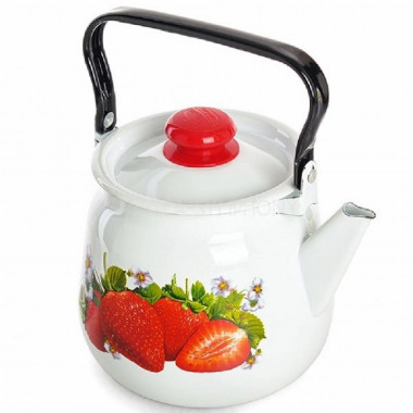 Чайник 3,5л белый с кнопкой, декор в ассортименте — Posudio