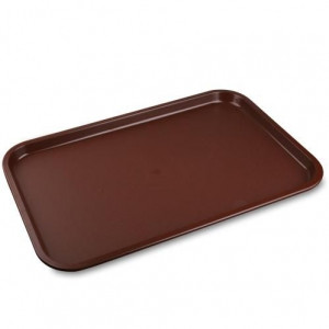 Поднос прямоуг пластик прорез коричн сер — Posudio
