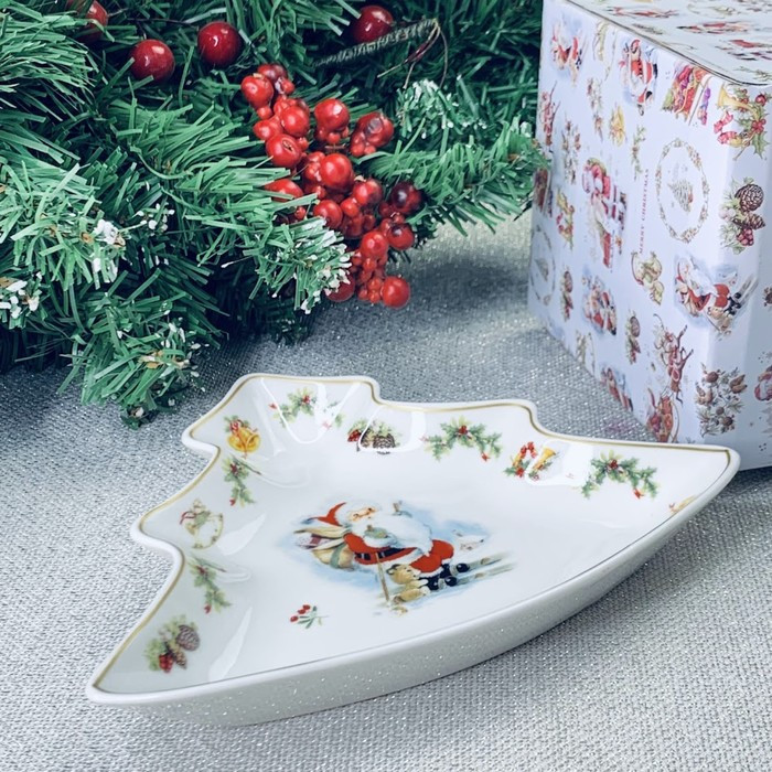 Блюдо в п/уп. принт новогодний 18*15см. фото 1 &mdash; Posudio