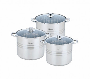 Набор кастрюль  RS/CW 2302-06 MRB 6пр./ 9л. 11л. 13,5л./3-шаговое дно — Posudio