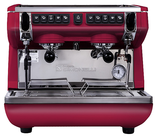 Кофемашина Nuova Simonelli Appia Life Compact 2 Gr V красная, высокие группы, экономайзер, автомат фото 1 — Posudio