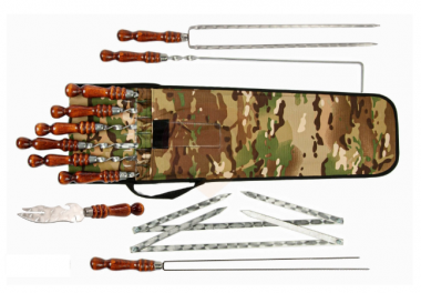 Чехол мини, ручка колпачек (4) 6шампур+нож+2 вилка прут +кочерга &mdash; Posudio