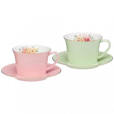 Кофейный набор &quot;Времена года&quot; 180мл. 4пр. на 2пер. розовый-мятный — Posudio