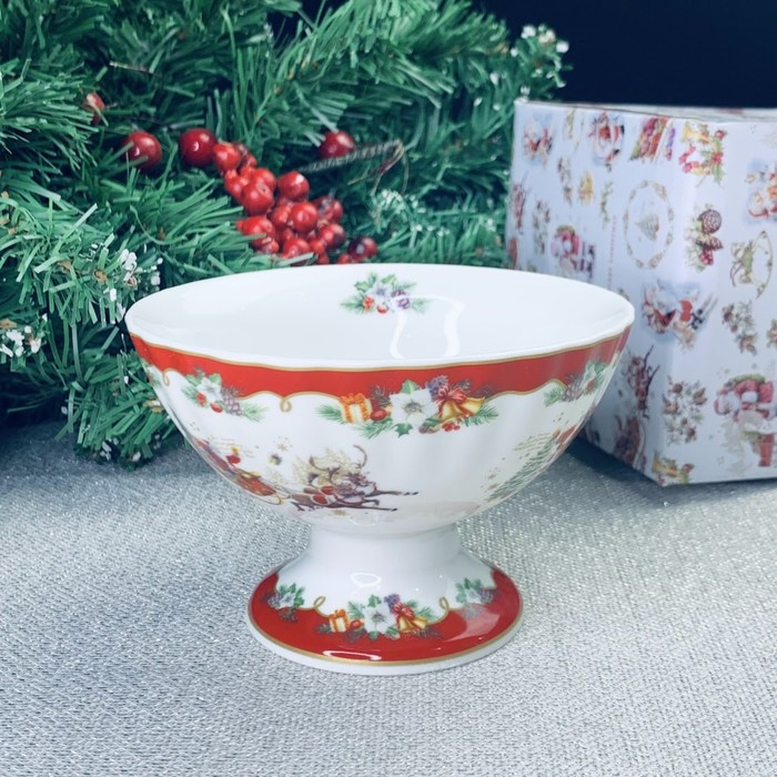 Креманка  в п/уп. принт новогодний 12*9см. фото 1 &mdash; Posudio