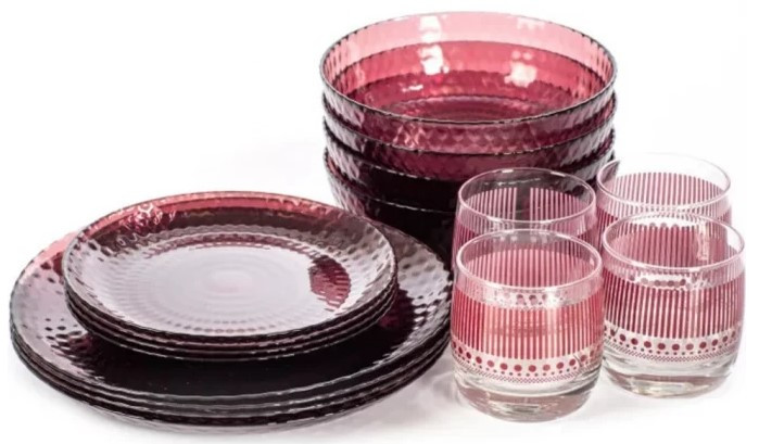 Набор столовый ИДИЛЛИЯ ЛИЛАК 16пр. со стаканами 310мл. фото 1 — Posudio