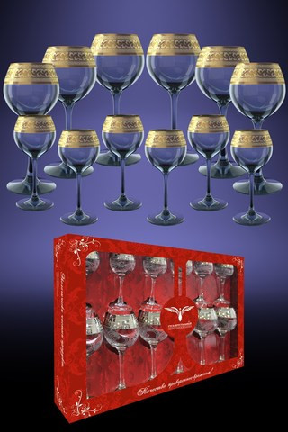 Набор 12пр. с рис. &quot;Версаче&quot; (Гусь Хрусталь) — Posudio