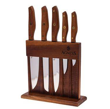 НАБОР НОЖЕЙ AGNESS  НА ПЛАСТИКОВОЙ ПОДСТАВКЕ, 6 ПРЕДМЕТОВ  911-780 фото 1 — Posudio