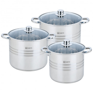 Набор кастрюль  RS/CW 2301-06 MRB 6пр./ 7,2л. 9л. 11л./3-шаговое дно — Posudio