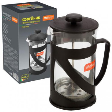 Чайник/кофейник (кофе-пресс) PERSONA, объем 600 мл, из жаропрочного стекла в пластиковом корпусе — Posudio