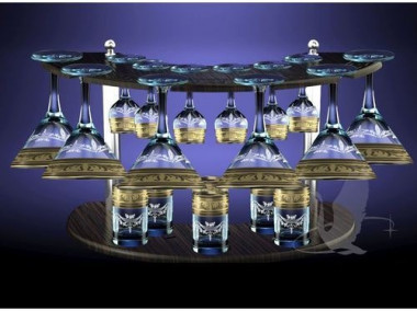 Набор с барной стойкой 19пр. &quot;Русский узор&quot; (Гусь Хрусталь) — Posudio