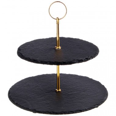 Этажерка Agness черное золото сервировочная 2-х ярусная 25х20х24см — Posudio