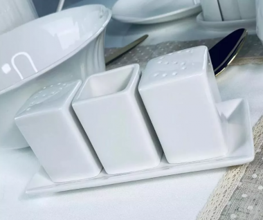 Набор солонок 3пр. на подставке RESTO в под.уп.(х48)Фарфор 118-132 &mdash; Posudio