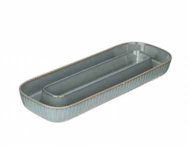 МЕНАЖНИЦА ОВАЛЬНАЯ 2 СЕКЦИИ BRONCO "SOUL KITCHEN" 30*11,5*3,5 СМ СИНЯЯ 189-365 &mdash; Posudio