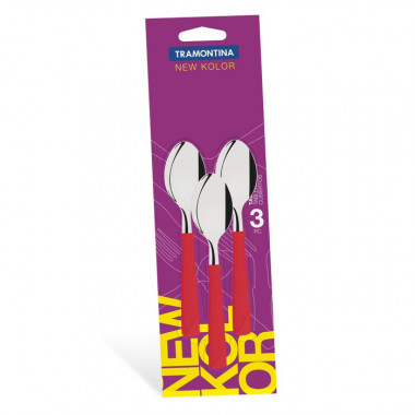 Ложка чайная красн. 3шт New Kolor &mdash; Posudio
