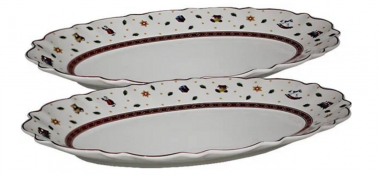Набор из 2 овальных блюд 35см. НОВЫЙ ГОД в под.уп.(х12) Фарфор 105-610 — Posudio