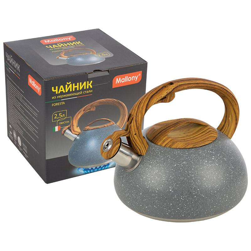 Чайник FORESTA, объем 2,5 л, из нерж стали, с ручкой под дерево фото 1 — Posudio