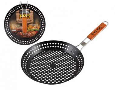 Решетка для гриля круглая с антип.покрытием и дерев. ручкой ECOS 24031D(30*30*5см) — Posudio