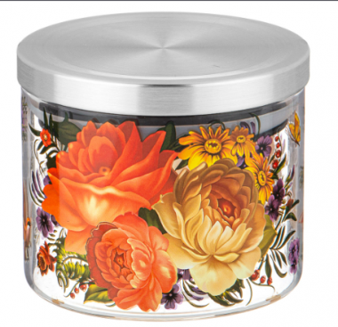 ЕМКОСТЬ ДЛЯ СЫПУЧИХ AGNESS "РОСКОШНЫЙ САД", 520 МЛ БОРОСИЛИКАТНОЕ СТЕКЛО 10*8,7 СМ 887-128 &mdash; Posudio