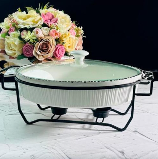 142-107 Сервировочный прямоугольный мармит 37х23х12см на подставке в под.уп.(х4)Фарфор фото 1 — Posudio