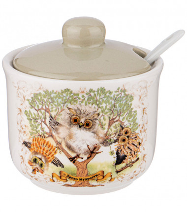 САХАРНИЦА С ЛОЖКОЙ "ДЕРЕВО МУДРОСТИ"  10*10 СМ. ВЫСОТА=9,5 СМ. / 300 МЛ. &mdash; Posudio