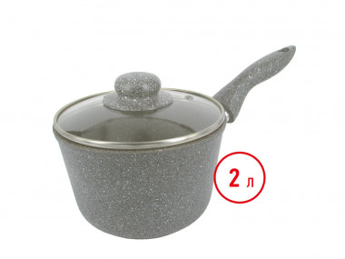 Ковш 2л со стек.крыш. Мрамор (Деко), К-200МВ — Posudio