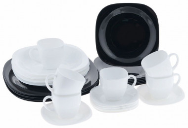 Столовый набор 30 предметов КАРИН  черно-белый — Posudio