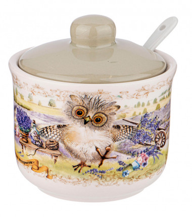 САХАРНИЦА С ЛОЖКОЙ "ДЕРЕВО МУДРОСТИ"  10*10 СМ. ВЫСОТА=9,5 СМ. / 300 МЛ. &mdash; Posudio